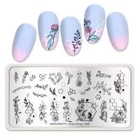 Born Pretty, Пластина для стемпинга 12*6 см 51441 BP-L008 Flower tango, 1 шт