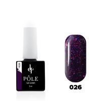 Цветной гель-лак POLE №026 - пурпурный с блестками (8 мл.)